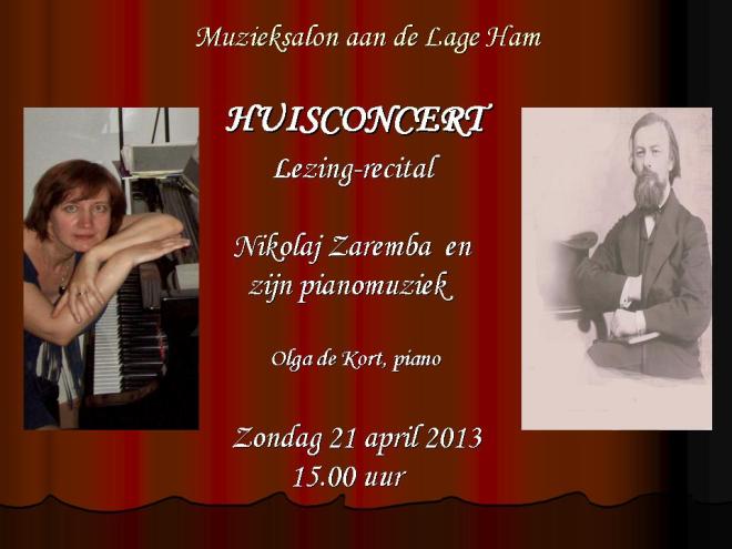 Huisconcert, 21 april 2013, Olga de Kort, Dongen